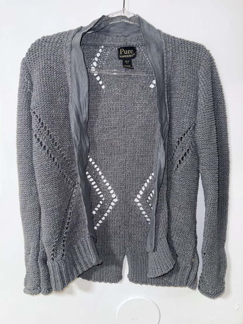 Pure Handknit Gray Open Front Cardigan Sweater Size XS/S